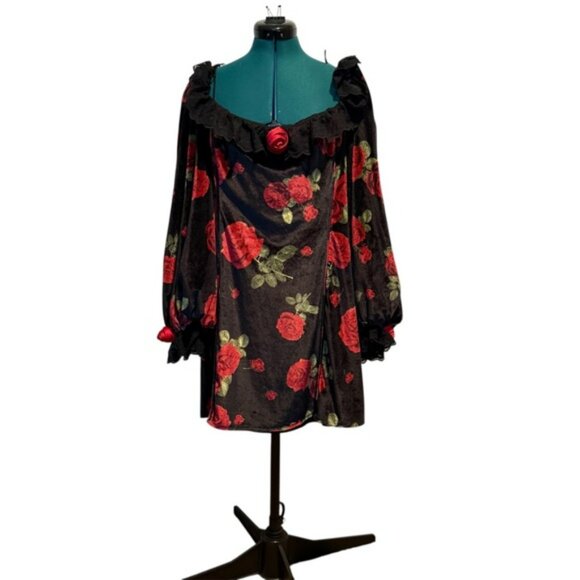 For Love & Lemons Yara Rose Velour Mini Dress Size 2X - Picture 2 of 16